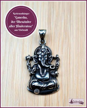 Kettenanhänger „Ganesha – der Überwinder aller Hindernisse“ aus Edelstahl