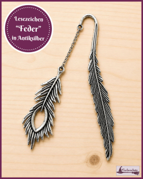 Lesezeichen "Feder" in Antiksilber