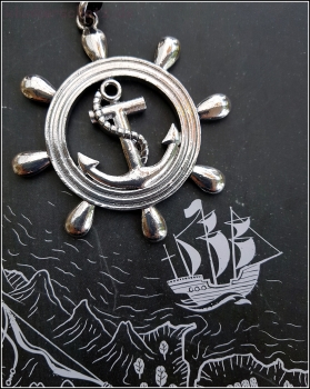 Halskette "Maritim" am Velourband - ca. 80 cm