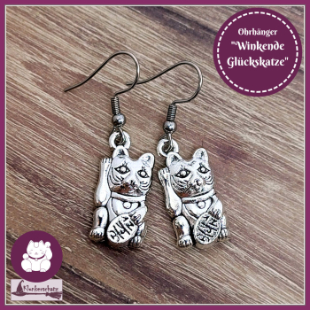 Ohrschmuck "Winkende Glückskatze"