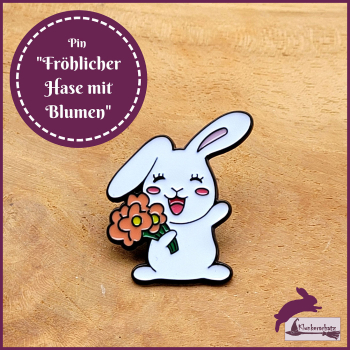 Pin "Fröhlicher Hase mit Blumen"
