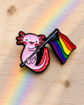 Preview: Pin "Axolotl schwenkt die Regenbogenflagge"