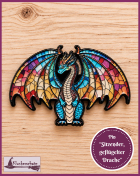 Preview: Pin "Geflügelter, sitzender Drache"