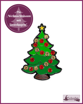 Preview: Pin „Weihnachtsbaum mit Strasskugeln“