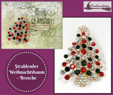 "Strahlender Weihnachtsbaum" - Brosche