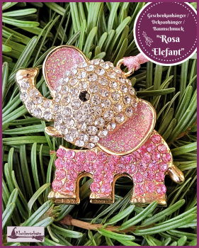 Geschenk- oder Baumanhänger „Rosa Elefant“ - Einzelstück