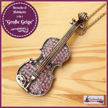 "Große Geige" - Brosche & Halskette - 2 in 1