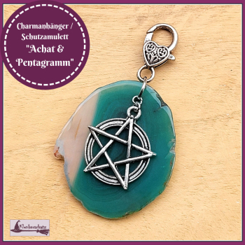 Charmanhänger / Schutzamulett "Achat & Pentagramm" - Unikat