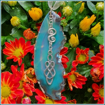 Sonnenstein / Fensterschmuck "Achat & Doppelspirale & Celtic Tribal" - Unikat