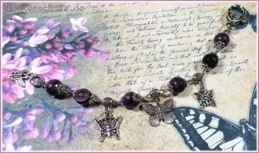 Armband mit Amethyst und Schmetterlingen