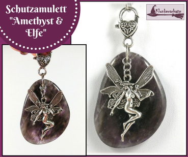 Charmanhänger / Schutzamulett "Amethyst & Elfe" - Unikat