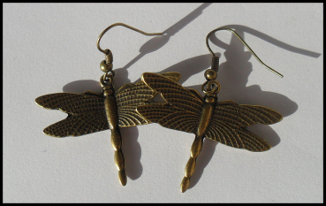 Ohrhänger "Libelle", bronzefarbener Vintage Style