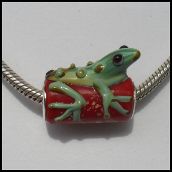 Bead "Eidechse" - Lampwork - rot