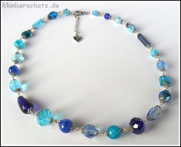 Halskette "Glasperlentraum in Blau" - Unikat!