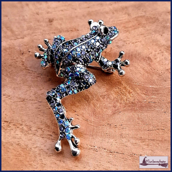Brosche „Blauer Funkelfrosch“