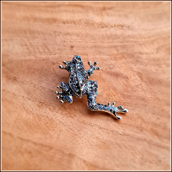 Preview: Brosche „Blauer Funkelfrosch“