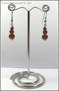 Preview: Ohrhänger "Terzett brauner Crackleperlen"