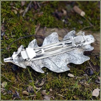 Haarspange "Eichenblatt" in Antiksilber