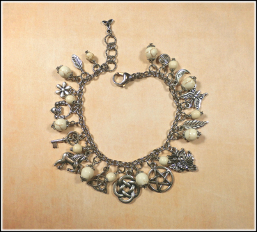 Bettelarmband "Celtic Trust" - Howlith & keltische Symbole