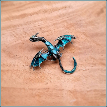 Preview: Brosche "Silberdrache in Türkis"