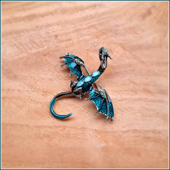 Preview: Brosche "Silberdrache in Türkis"