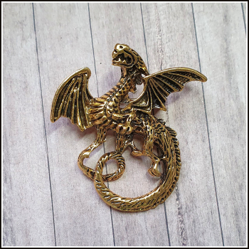 Brosche "Drache" in Antikgold