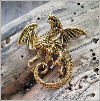 Brosche "Drache" in Antikgold