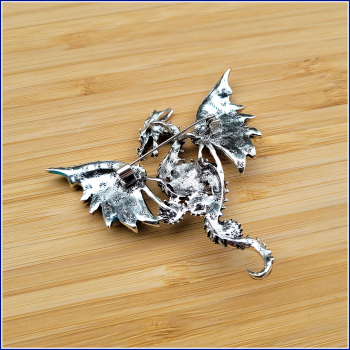 "Blauer Steampunk-Drache" - Brosche und Kettenanhänger - 2 in 1