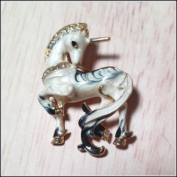 Brosche & Kettenanhänger - 2 in 1 - "Einhorn"