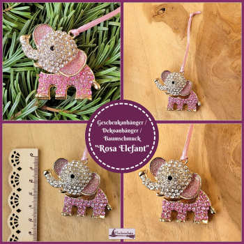 Geschenk- oder Baumanhänger „Rosa Elefant“ - Einzelstück