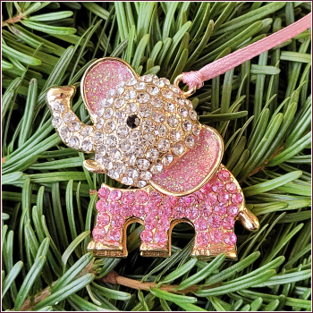Preview: Geschenk- oder Baumanhänger „Rosa Elefant“ - Einzelstück