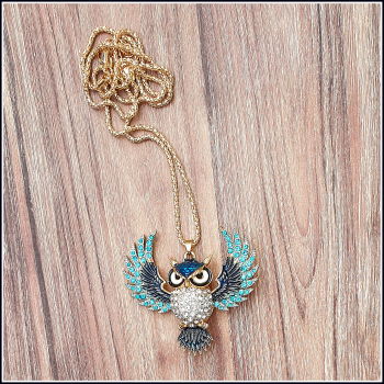 Halskette "Fliegende Eule" in Blau - 72 cm