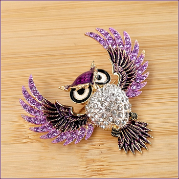 Brosche "Fliegende Eule" in Violett