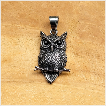 Kettenanhänger „Eule Eulalia“, klein, aus Edelstahl
