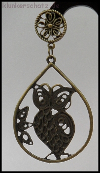 Ohrhänger "Große Eulen", bronzefarben