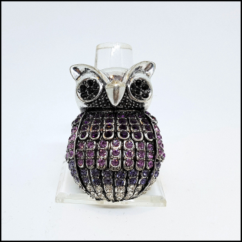 Ring mit Dehnschiene "Große violette Eule"