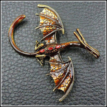 "Brauner  Flugdrache" - Brosche & Kettenanhänger - 2 in 1