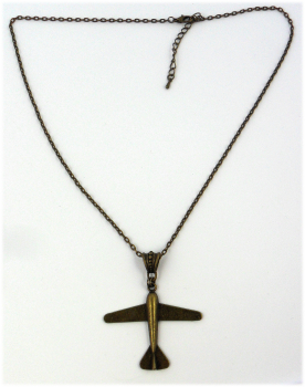 Halskette "Flugzeug" - Vintagelook in Antikbronze