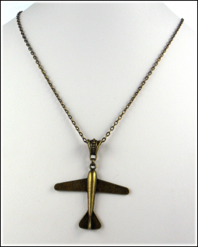 Halskette "Flugzeug" - Vintagelook in Antikbronze
