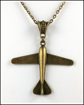 Halskette "Flugzeug" - Vintagelook in Antikbronze