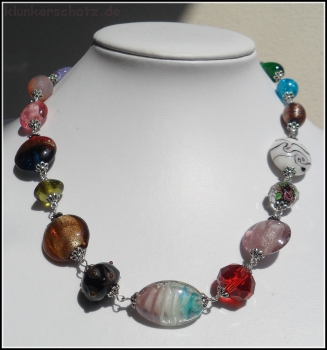 Collier "Bunte Traumglasperlen" - Unikat