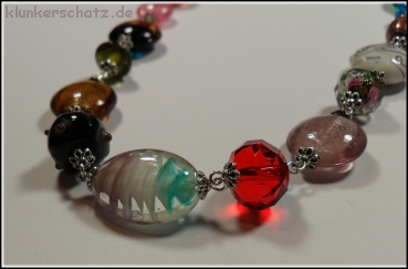 Collier "Bunte Traumglasperlen" - Unikat