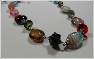 Collier "Bunte Traumglasperlen" - Unikat