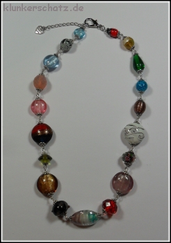 Collier "Bunte Traumglasperlen" - Unikat