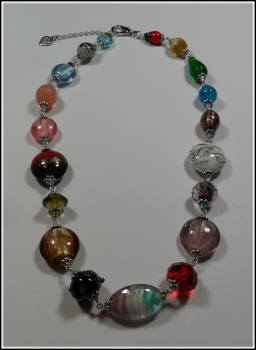 Collier "Bunte Traumglasperlen" - Unikat