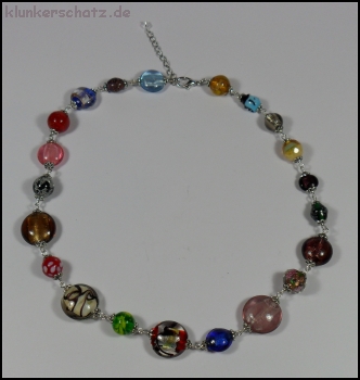 Buntes Glasperlencollier  - Unikat