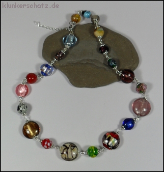 Buntes Glasperlencollier  - Unikat