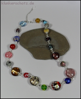 Buntes Glasperlencollier  - Unikat