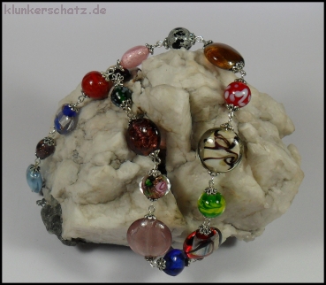 Buntes Glasperlencollier  - Unikat