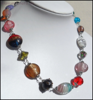 Collier "Bunte Traumglasperlen" - Unikat